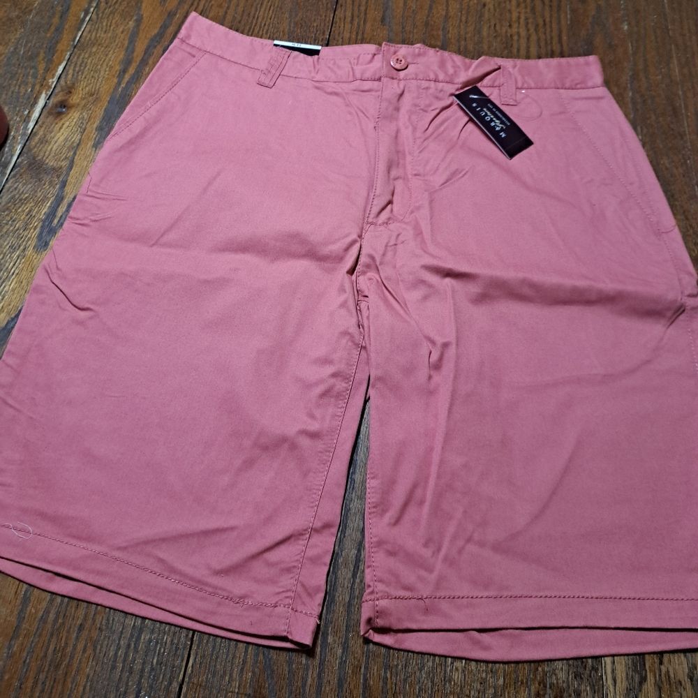 New Size 34 Marquis Signature Salmon Chino Cotton Shorts with Pockets NWT